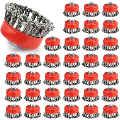 Rocaris 35Pcs Wire Wheels for 4-1/2" Angle Grinder, 3 Inch Wire Cup Brush