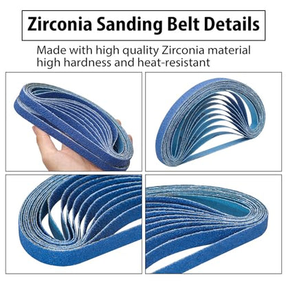 1/2" x 18" Zirconia Sanding Belts, 80 Grit, 30 Pack - color: 80 Grit, size: 1/2x18 inch