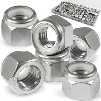 5/16-18 Lock Nut, 70Pcs Stainless Steel Nylock Insert Locking Nuts - size: 5/16"-18, 70 Pack