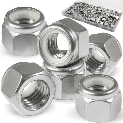 5/16-18 Lock Nut, 70Pcs Stainless Steel Nylock Insert Locking Nuts - size: 5/16"-18, 70 Pack