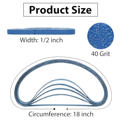 1/2" x 18" Zirconia Sanding Belts, 40 Grit,30 Pack - color: 40 Grit, size: 1/2x18 inch