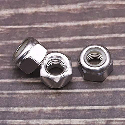 1/2"-13 Nylon Insert Hex Lock Nuts, Allen Hex Drive, 304 Stainless Steel 18-8, Full Thread, Coarse Thread UNC, Pack of 10 - size: 1/2"-13