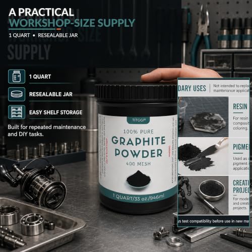 TITGGI Graphite Powder, 1 Quart Jar, Fine Black Graphite Raw