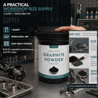 TITGGI Graphite Powder, 1 Quart Jar, Fine Black Graphite Raw