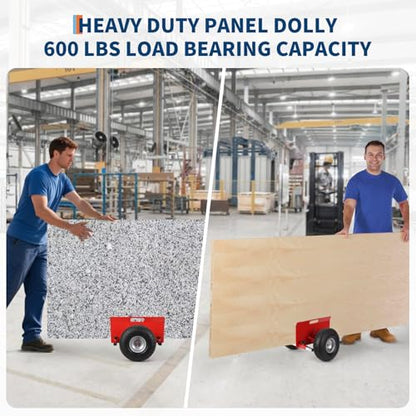 600 LBS Panel Dolly, Door Dolly Adjustable Drywall Mover with 10" Tires - size: Red-2 PCS