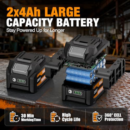 Alloyman Cordless Die Grinder Kit 20V, Brushless Motor,1/4" Collet, 3-Speed 13,000-25,000 RPM, 2X 4.0Ah Batteries& Charger, for Metal Grinding, Polishing & Weld Cleanup