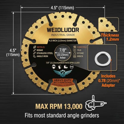 4.5 Inch Diamond Saw Blades for Angle Grinder, Multi Material Cutting Disc