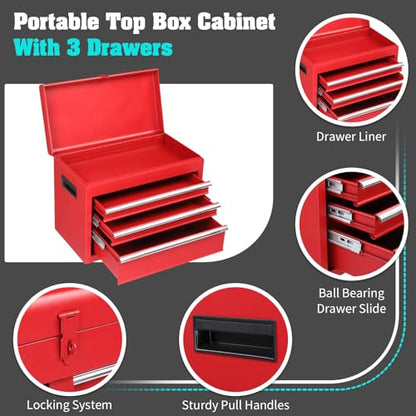 Winado 4-Drawer Rolling Tool Chest, 2-in-1 Large Storage Toolbox, Red - color: Red