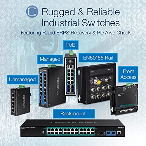 TRENDnet 8-Port Industrial Gigabit PoE+ DIN-Rail Switch, TI-PG80 - style: 8 Port Switch
