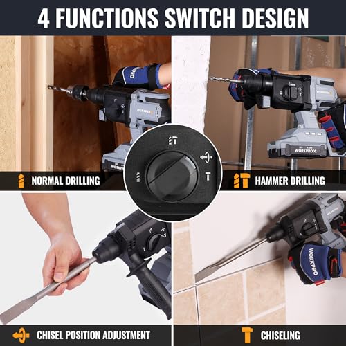 WORKPROX 20V Brushless Cordless Rotary Hammer Drill