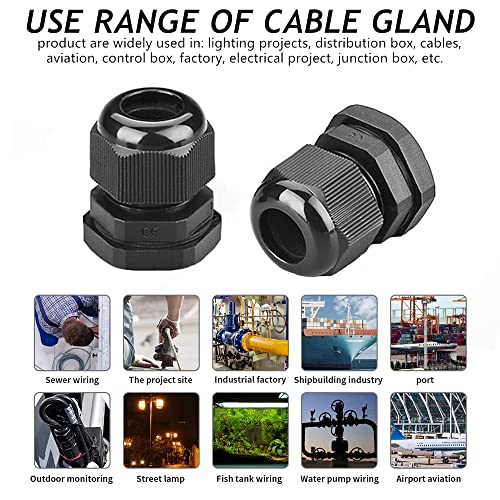 PENGLIN Cable Glands 1/2" NPT Nylon Cable Connector Adjustable(20-Pack) - color: Black, size: 1/2 Inch (20-Pack)