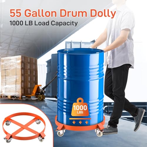 55 Gallon Drum Dolly, Heavy Duty 1000LBS Load Capacity Drum Cart