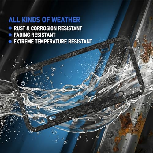 Forged Carbon License Plate Frame, Ultra Lightweight Matte Carbon Frame with Anti-Theft 304 Stainless Screws, Fits Standard North American 12 x 6 Inch Plates, for Honda Acura Infiniti