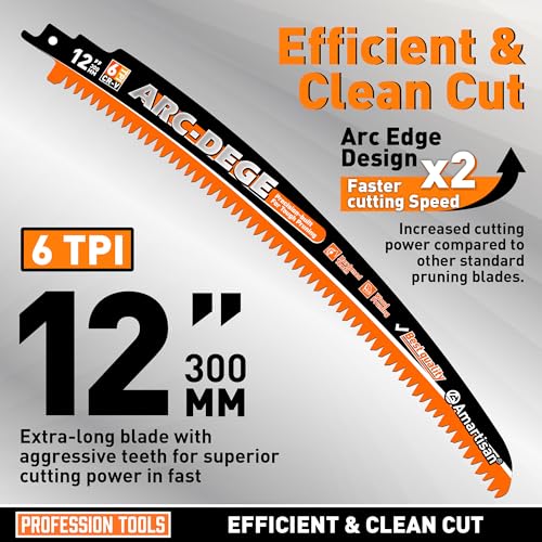 Amartisan 5-Piece Arc Edge Saw Blades - size: Arc Edge Wood Pruning Saw Blades (12 Inch)