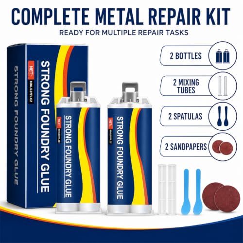 Metal Repair Glue for Steel Aluminum and Iron 2PCS 85ml Strong Foundry Glue for Casting Cracks Holes and Defects High Temperature Resistant Welding Glue, Two-Part Epoxy Metal Filler