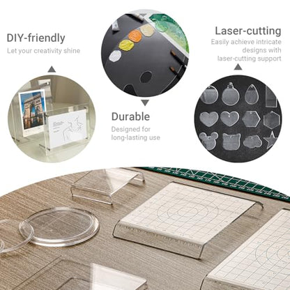 1/8" Thick (3mm) Clear Acrylic Sheet 4" x 4" - 6 Pieces | Cast Plexiglass for DIY Crafts, Sign, Photo Frame, Display Projects - size: 4 x 4"