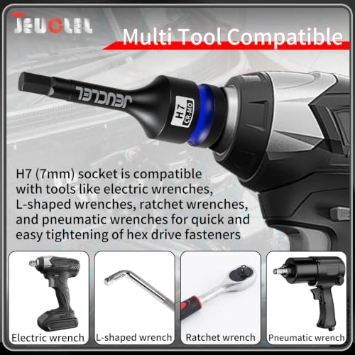 7mm Hex Impact Bit Socket, H7 1/2" Drive Allen Socket, Cr-Mo Steel - size: 1PC | H7 7MM