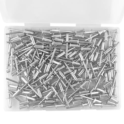 ALLCLEAN 155 Pcs 3/16" x 1/2" Aluminum Blind Rivets,4.8 x 12mm Pop Rivets,Aluminum Grip and Steel Mandrel - color: Aluminum, size: 3/16"x1/2"