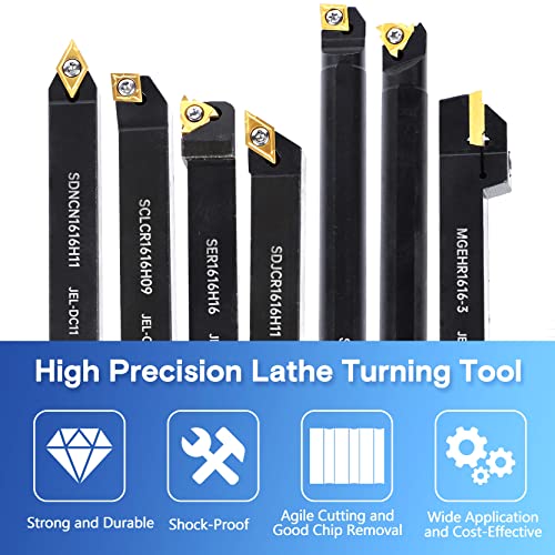 Lathe Turning Holders Threading Tools Threading Holders 21pcs - Metal Lathe Cutting Tools 7pcs 5/8" Boring Bar Set+14pcs Indexable Carbide Inserts Golden for Lathe Tools - color: 5/8" turning holder kits