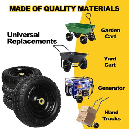 13 Inch Solid Rubber Tires, 4.00-6 Tire Flat Free with 5/8" Bearings, 2.17" Offset Hub for GOR Garden Cart, Wheelbarrow, Trolleys, Hand Trucks and Yard Trailers(4 Pack) - size: 13 INCH - 4 PACK