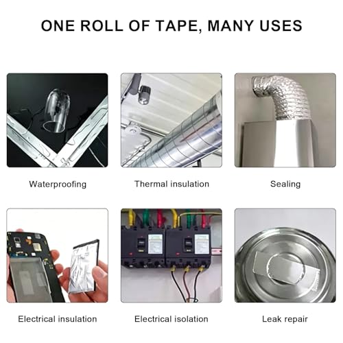 BOMEI PACK Aluminum Foil Tape 3.9Mil x 2inch x 164ft Heavy Duty Metal HVAC Foil Tape,High Temperature Tape Perfect for Sealing, Patching,Air Ducts, Insulation,HVAC and Metal Repair