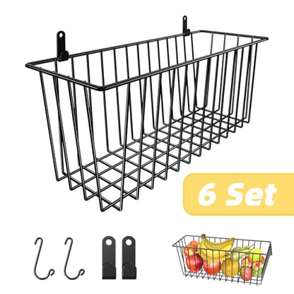 Simple Trending 6 Pack Wire Basket Wall Mount Hanging Baskets