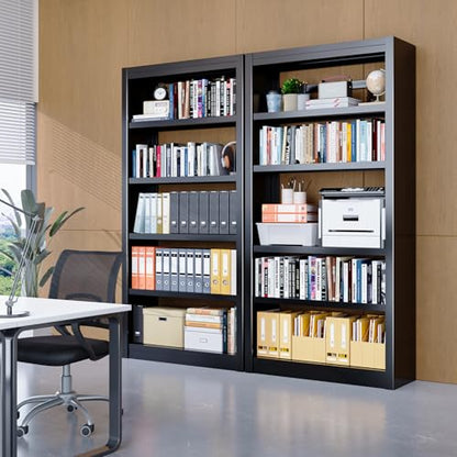 Bookshelf,6-Tier Adjustable Steel Bookshelf,69" H Heavy Duty Metal Bookcase for Home/Office/Garage,Black Shelf (Black, 69" Tall) - color: Black, size: 69"H*31.5"W