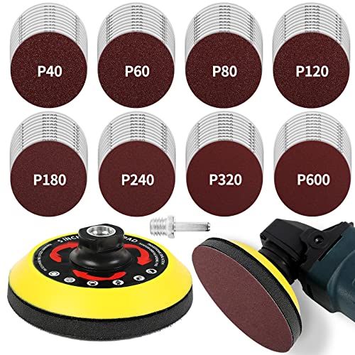 Pomsare 80 PCS Angle Grinder Sanding Discs, 5 Inch Hook & Loop Pad Kit - style: Reinforced 5 Inch 83 PCS