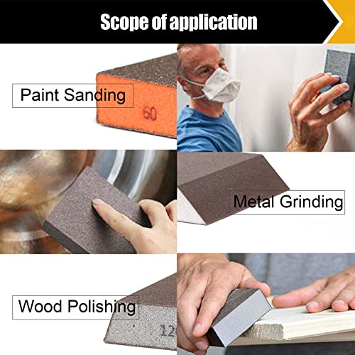 BOSHCRAFT 8 Pcs Sanding Sponge Set, 80/120/180/220 Grit 2 Pcs Each, Washable & Reusable Sanding Block for Wood Drywall Metal, Single & Dual Angle, 2-3/4" x 5" - size: 8 Pack