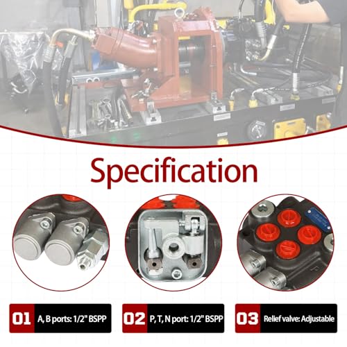 2 Spool 11GPM Hydraulic Control Valve 3600PSI BSPP Double Acting Hydraulic Directional Control Valve