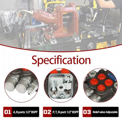 2 Spool 11GPM Hydraulic Control Valve 3600PSI BSPP Double Acting Hydraulic Directional Control Valve