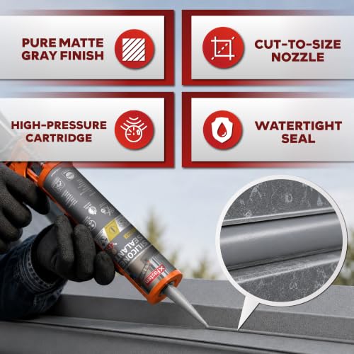 XFasten Gray Silicone Caulk 10.1 oz Single Pack Gray Caulking Waterproof - color: Gray