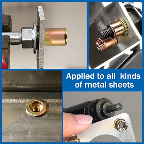 285PCS M5 Rivet Nut, Metric Zinc Plated Carbon Steel Flat Head Threaded Insert Nutsert Kit, Rivnut for Metal Sheet Automotive Furniture Industrial - size: M5 285pcs