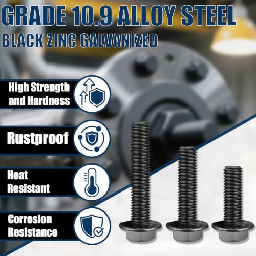 468PCS Black Metric Flange Bolt Assortment Kit with Socket Wrench - color: Black KIT -468PCS