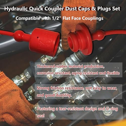 1/2" Hydraulic Fitting Caps and Plugs 8PCS Hydraulic Dust Caps - size: 1/2