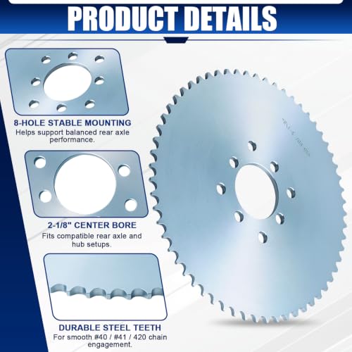 60 Tooth Go Kart Sprocket for #40#41 420 Chain, 2-1/8" Bore