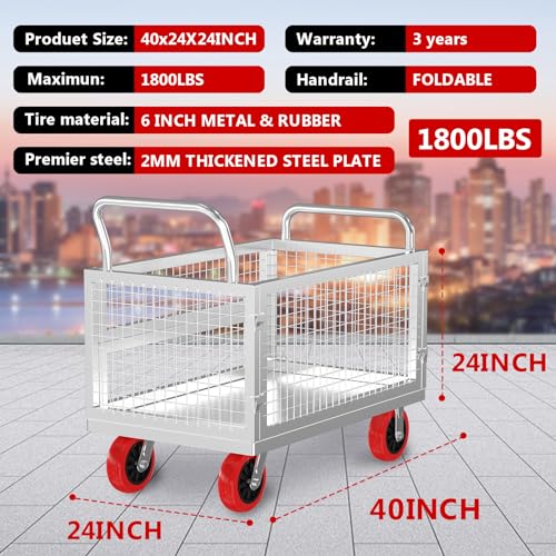 Lomive 5IN1 40"x24" Heavy Duty Platform Truck with Cage