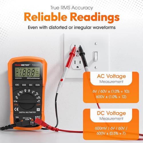 GroundLuxe Auto-Ranging Digital Multimeter – Best and Easiest Multimeter for Testing grounding Sheets and Mats, Instructions Included, Large Backlit LCD, Continuity Testing