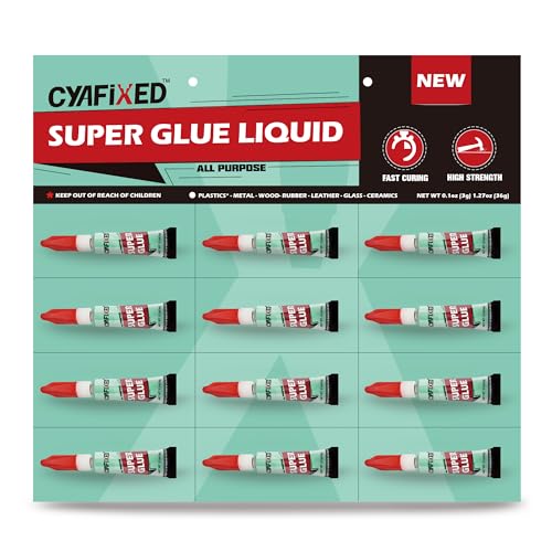 Super Glue Liquid, Instant Adhesive Multipack for Shoe Ceramic Wood Repair - size: 12 x 3g, style: Liquid