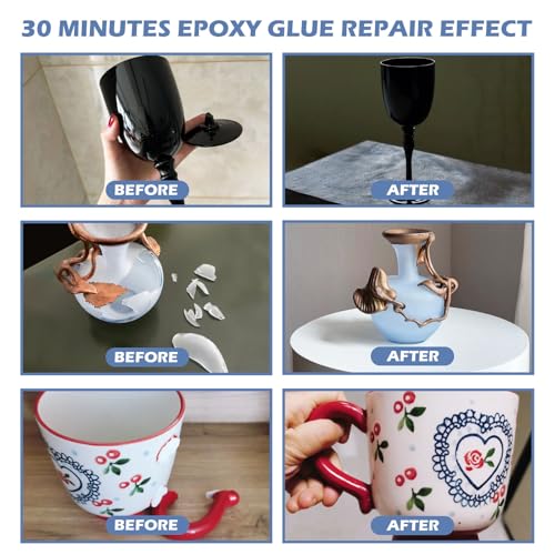30 Minute Epoxy Glue 7.6 fl oz, Fast Cure Clear 2 Part Epoxy Adhesive
