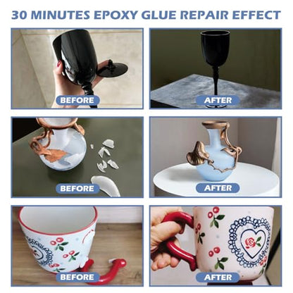 30 Minute Epoxy Glue 7.6 fl oz, Fast Cure Clear 2 Part Epoxy Adhesive