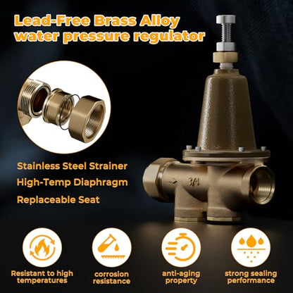 LF25AUB-Z3 3/4-Inch Water Pressure Reducing Valve for Residential, Commercial, and Industrial Use - Water Pressure Regulator Adjustable 25–75 psi, Max 300 psi