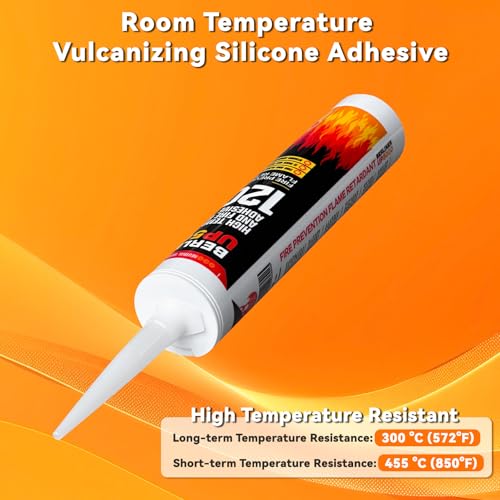 Wood Stove Door Gasket Cement, High Temperature Resistance Silicone Material Adhesive, 850°F RTV High Heat Silicone Sealant, Black, 310ml
