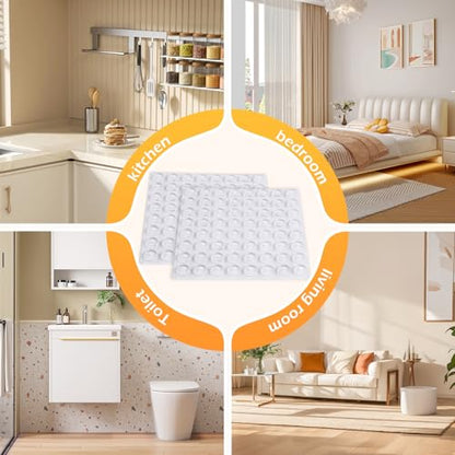 Silicone 160 Pcs Cabinet Door Bumpers Round, Self Adhesive Bumpers - size: 160