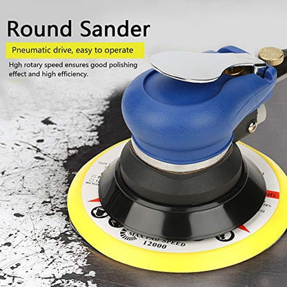 Hilitand Random Orbital Sander AT-980 6" Air Round Palm Sander Polisher Pneumatic Hand Sanding Tool for Polishing (6")