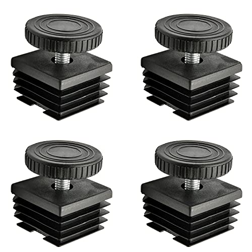 MroMax 16 Sets Adjustable Leveling Feet 38 x 38mm Plastic Metal Square Tube Insert Kit M8 Thread Glide Leveler for Home Office Table Desk Leg Black - color: 16pcs, size: 38x38mm