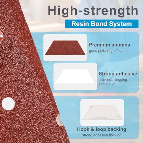 30Pcs Mouse Detail Sander Sandpaper, Premium 40 80 240 Grits Sanding Paper Assorted Sanding Pads, 5-Hole Hook-and-Loop Replacement Pads for Detail Orbital Sanders