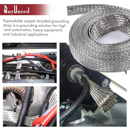 Tinned Copper Grounding Strap Metal Braided Wire Shielding Wrap Cable Sleeve Prevention Mesh Electronic Interfernce Screening 3/16" ID (5/16 inch - 18ft) - size: 5/16 inch - 18ft