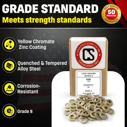 1/4 Hardened Grade 8 Lock Washer (50 Pieces) - size: 1/4" Lock Washer 50pcs