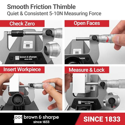 Brown & Sharpe 1-2 Inch Outside Micrometer, 0.0001 Inch Graduation
